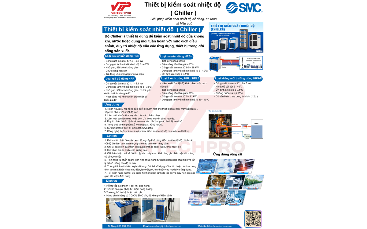 THIẾT BỊ KIỂM SO&Aacute;T NHIỆT ĐỘ (CHILLER) SMC  -  VINTECHPRO TỰ H&Agrave;O PH&Acirc;N PHỐI CH&Iacute;NH H&Atilde;NG