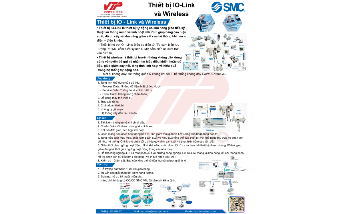 THIẾT BỊ IO-LINK V&Agrave; WIRELESS SMC - VINTECHPRO TỰ H&Agrave;O PH&Acirc;N PHỐI CH&Iacute;NH H&Atilde;NG 