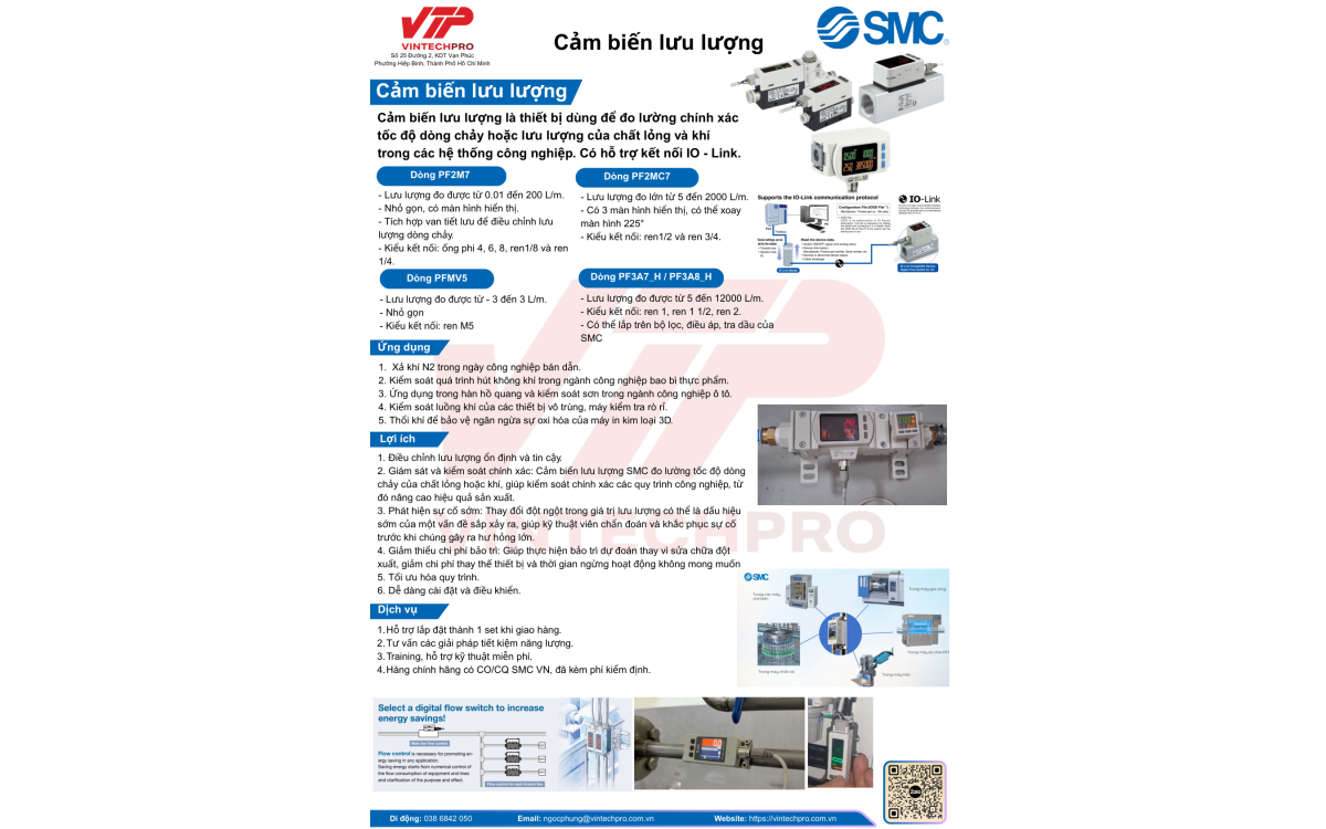 CẢM BIẾN LƯU LƯỢNG  SMC - VINTECHPRO TỰ H&Agrave;O PH&Acirc;N PHỐI CH&Iacute;NH H&Atilde;NG 